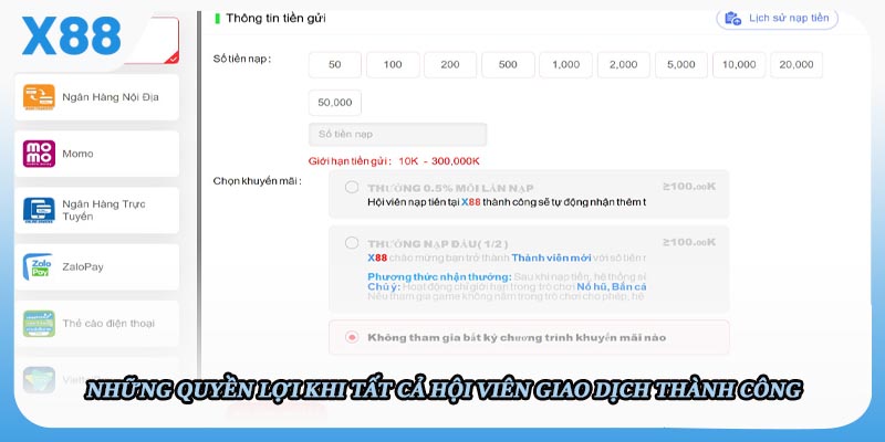 Những quyền lợi khi tất cả hội viên giao dịch thành công